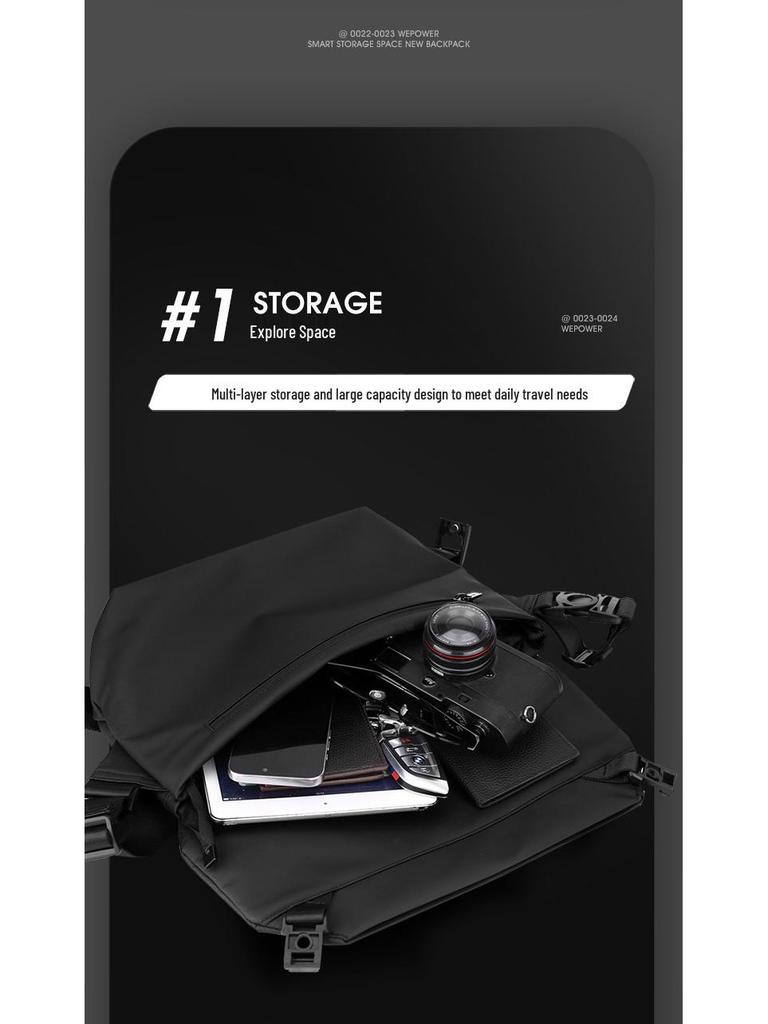 WEPOWER Versatile Men's Casual Single Shoulder Crossbody Backpack - Trendy Small Square Chest Bag