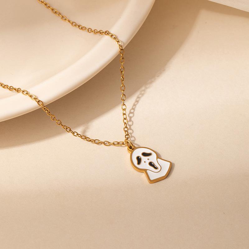 European & American Christmas Cartoon Moon Bat Pendant Necklace, Creative Clavicle Chain Gift for Women