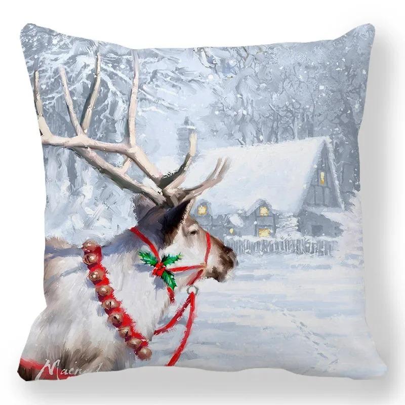 1 piece of Christmas Day party decoration pillowcase Winter Snowman animal print cushion suite room home decoration gift