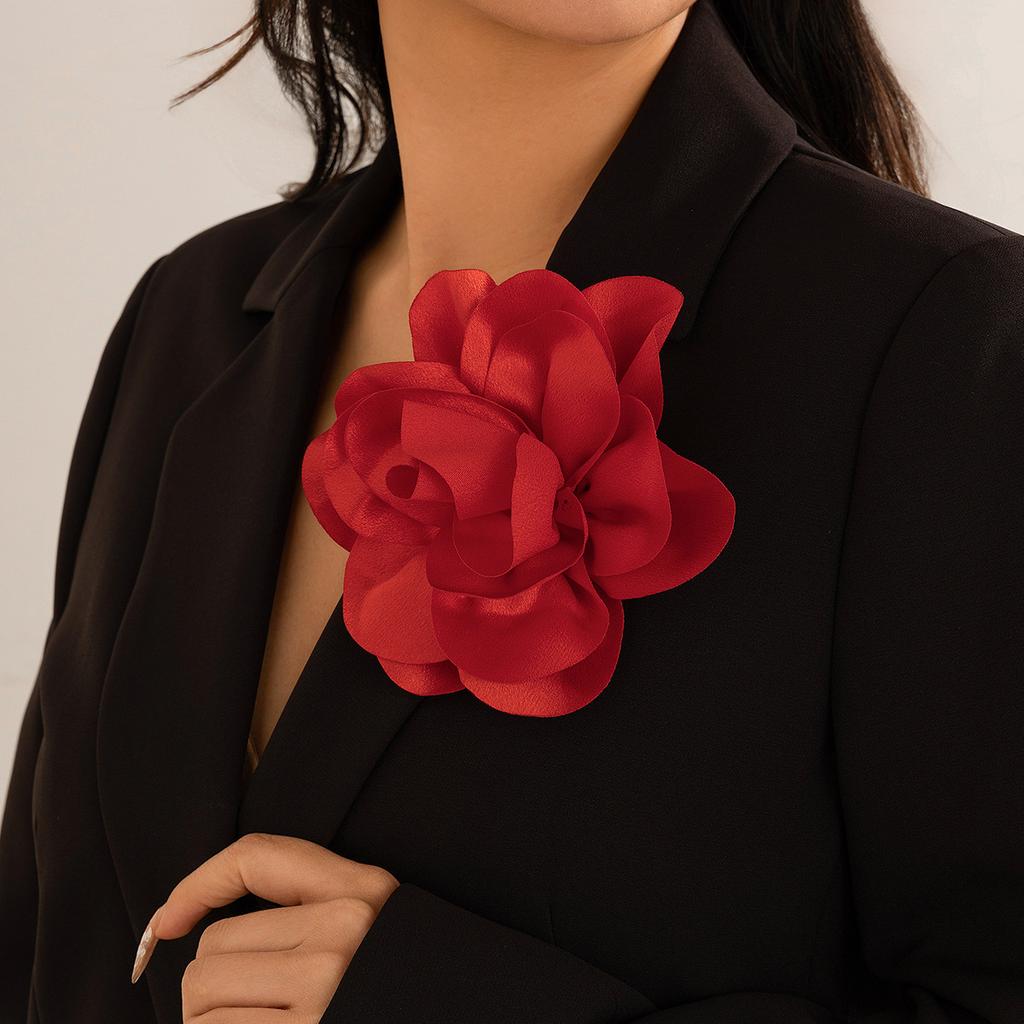 Exaggerated fabric flower brooch flower pin sweet duck bill clip pin dual purpose rose brooch