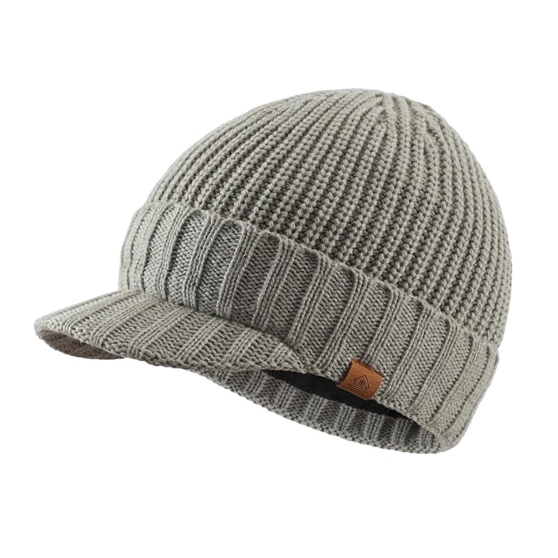 

[Connectyle] Knit Casquette мужская зимняя шапка с толстой вязкой и полями унисекс с флисовой подкладкой трикотажная шапка защита от холода пыльно-зеленая