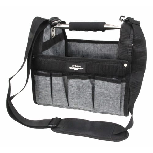 E-Value Tool Carry Bag S, Fishing Tool Bag, Gray, with Pockets and Shoulder Strap