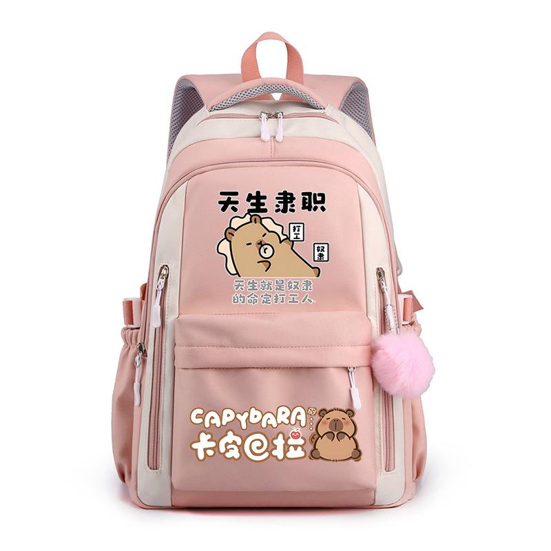 Trendy kapibara creative cartoon printing cute emoji bag for primary and secondary school students to reduce the burden of spine protection schoolbag