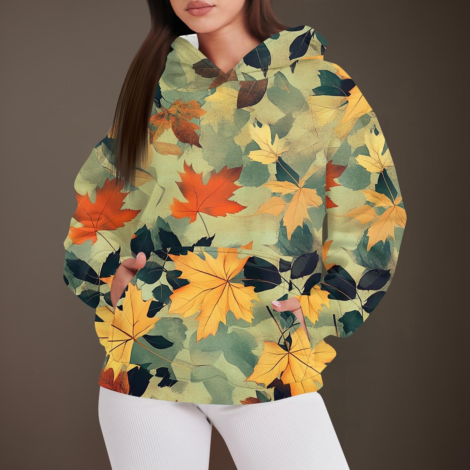 

Женская мода повседневный пуловер с капюшоном толстовка с принтом длинный рукав толстовка L жёлтый