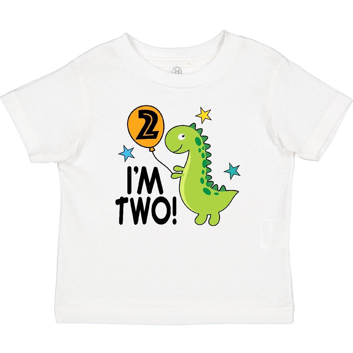 Inktastic 2nd Birthday Dinosaur 2 Year Old Boy Baby kids boys T-Shirt Boys Childs Photo 130