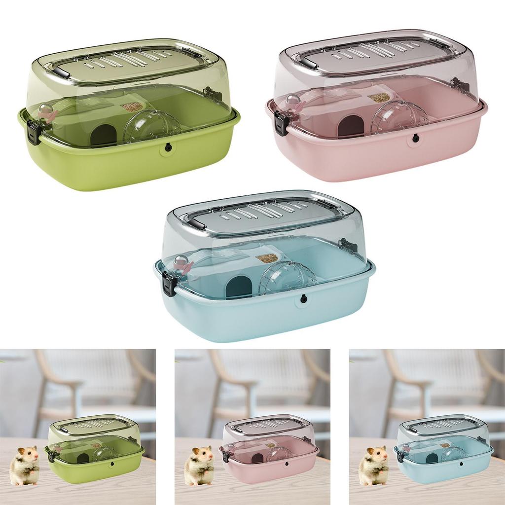 Hamster Cage Habitat Running Wheel Portable Openable Top for Gerbils Bunny