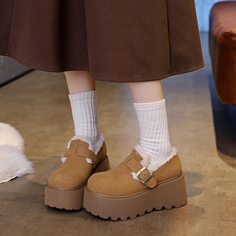 Small size thick-soled velvet Boken shoes increase the height of autumn and winter cotton shoes 22 new high-heeled snow boots