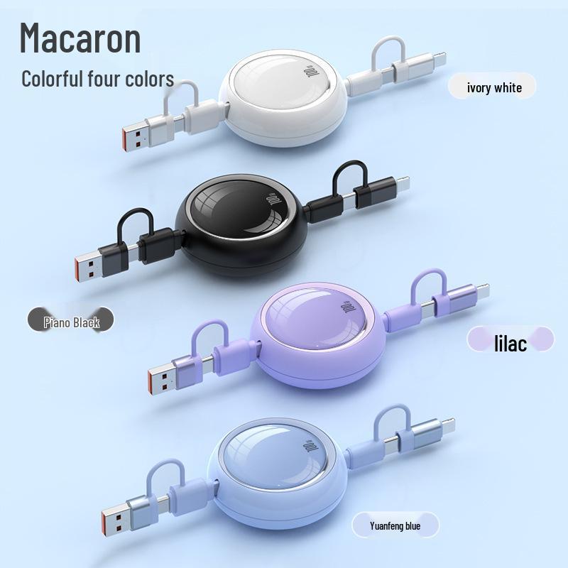 4-in-1 Retractable 100W Fast Charging Cable for Apple, Huawei, Xiaomi, Android, Car Charger