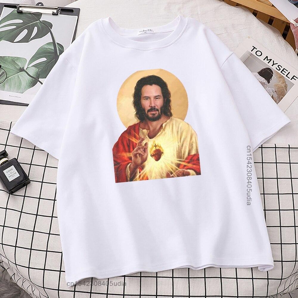 Funny Jesus Keanu Reeves Give You Heart Print Tshirts Fashion Men T Shirt HipHop Brand TShirt Summer Male Causal Tshirts