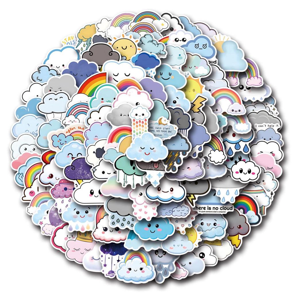 55-110 Cartoon Cloud Graffiti Stickers for Cars, Luggage, and Cups