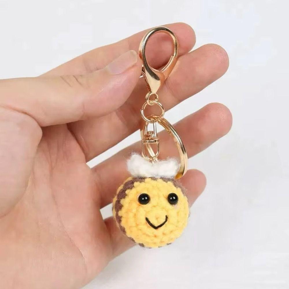 Finished Product Crochet Keychains Handmaking Knitting Insect Fat Bees Pendants  Animal Doll