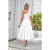 Summer Women's Dress One Shoulder Drawstring Layered Hem Split Dresses