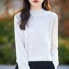 Spring and Autumn Women's Knitwear Jacquard Half High Neck Bottom Shirt Loose Long Sleeve Top