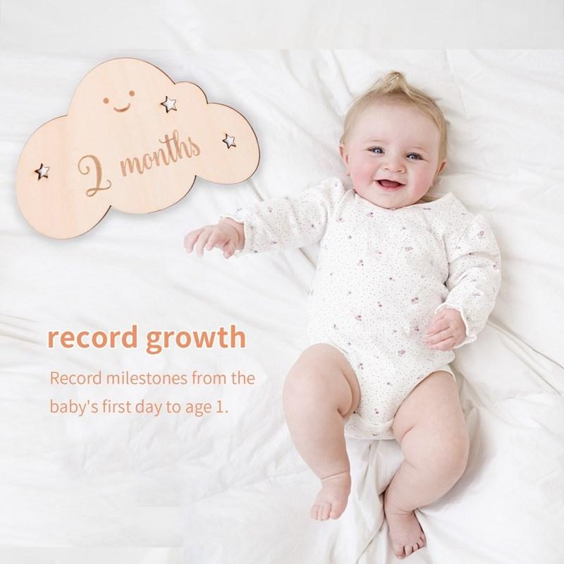 8Pcsset Wooden Baby Milestone Cards Cute Cloud Shape Milestone Memorial Monthly Newborn Po Accessories Baby Commemorativenir