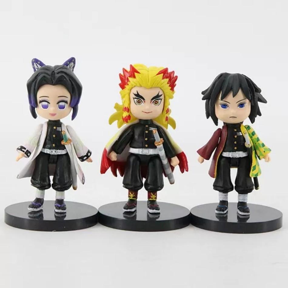 Q Posket Figure  Demon Slayer Mini Figurine 4-15pcs/Sets Kimetsu No Yaiba Small PVC Dolls Desktop Decoration