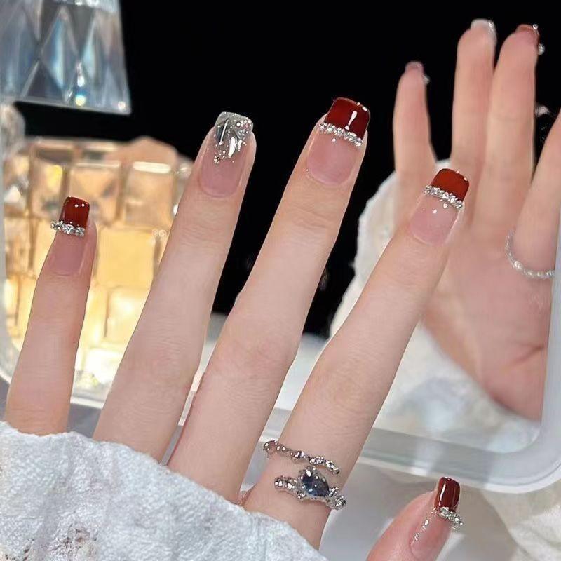 Nail Handcrafted Wearing Cherry Red  Art Highgrade Fashionable Popular Trend