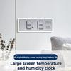 Digital Wall Clock with LCD Screen Time Temperature Humidity Display Electronic Desktop Clock Battery Powered for Living Room