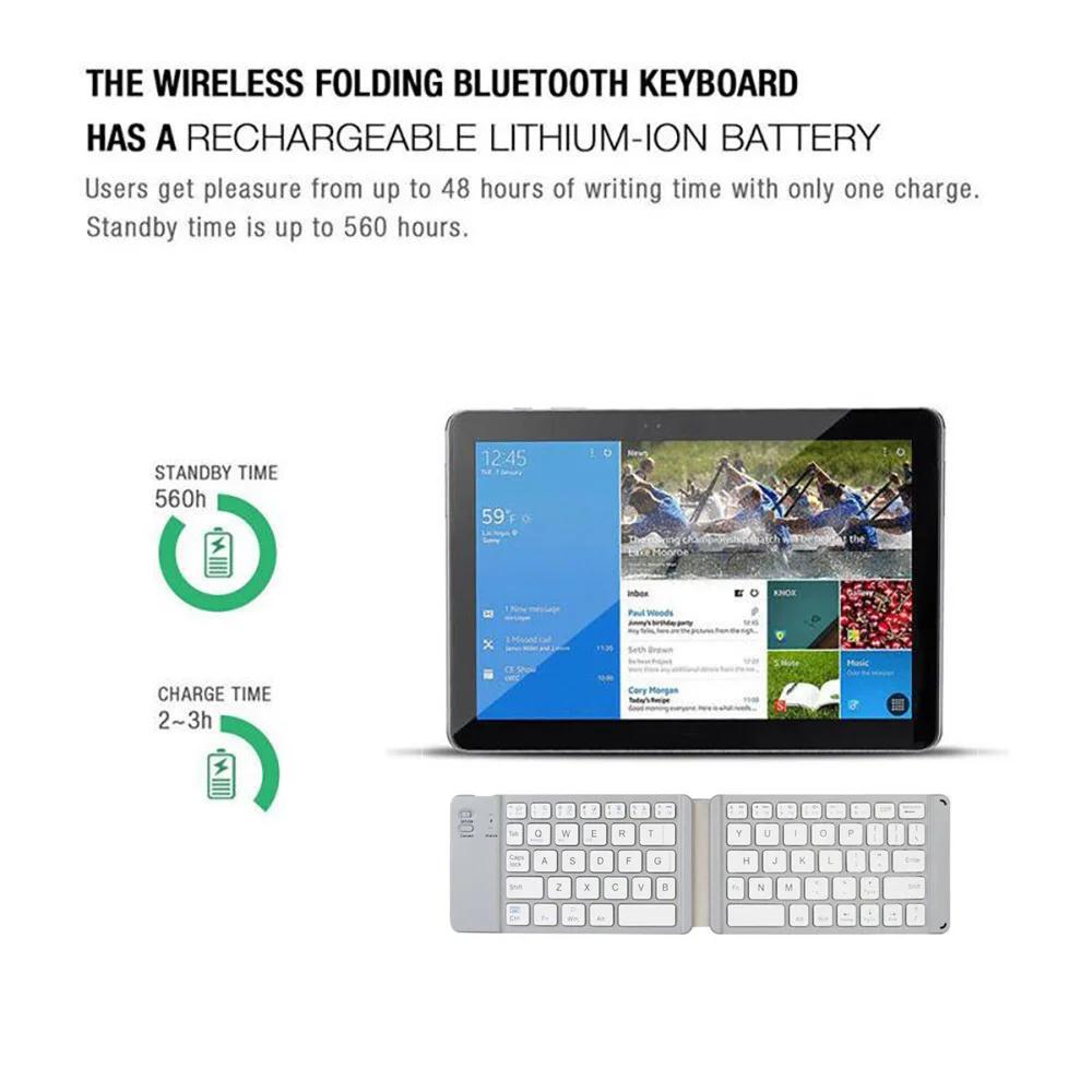 Mini Folding Keyboard Rechargeable Bluetooth Wireless Keyboard for Ipad Tablet Phone Portable Foldable Bluetooth Keypad