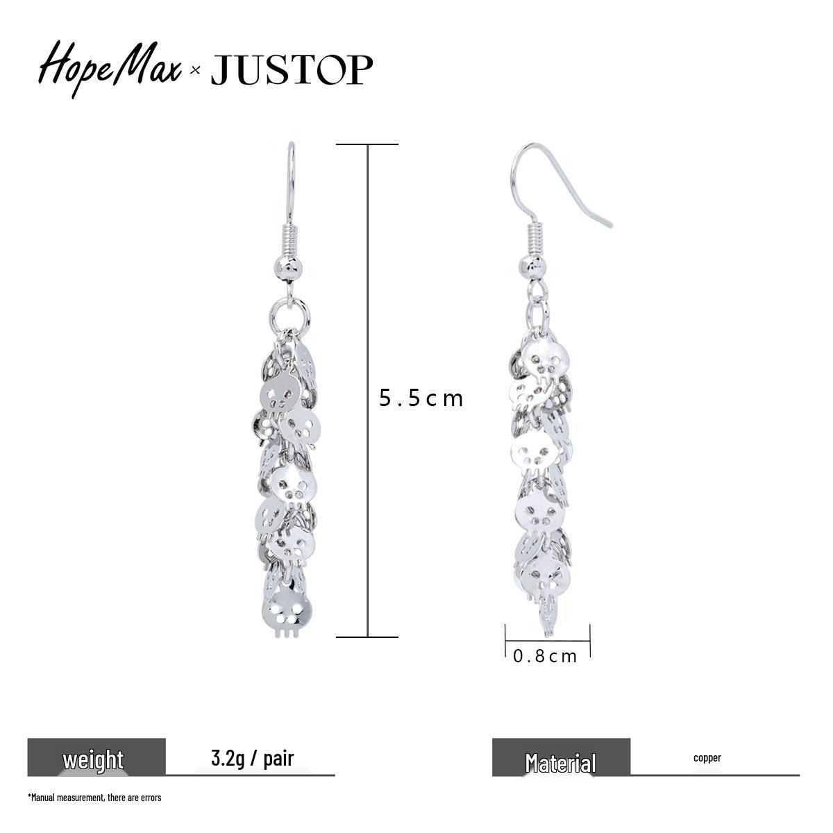 Серьги JUSTOP Готический череп: Трендовые Хэллоуинские висячие серьги в темном, гиперболизированном стиле для женщин