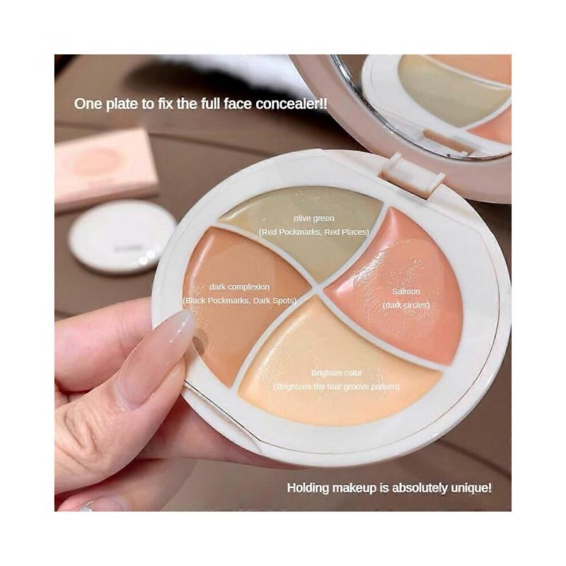 Four Color Concealer Moisturizing Makeup Palette Acne Spot Dark Circles Tear Grooves Lines Coverage Cream Foundation