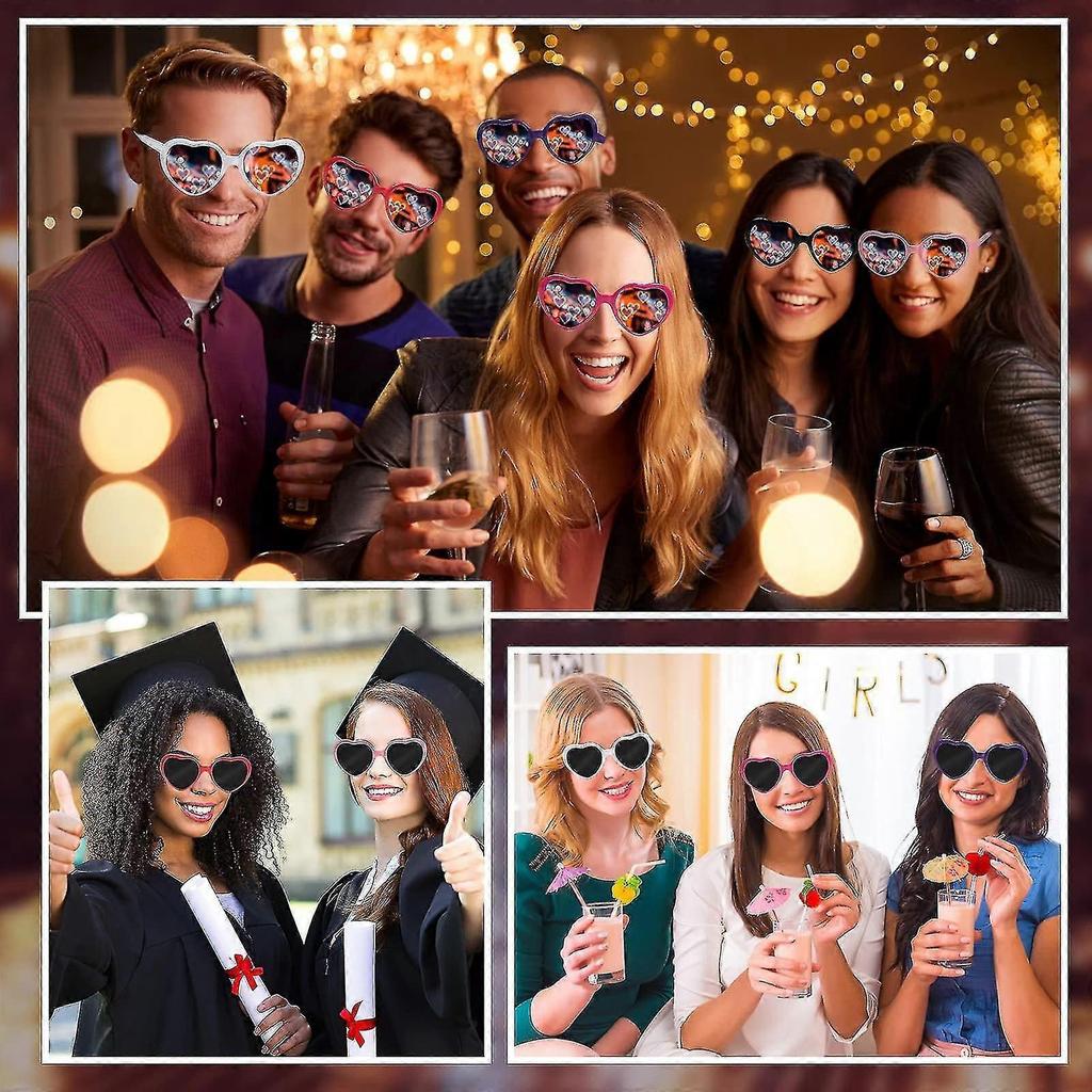 6pcs Lunettes à Diffraction Effet Cœur, Lunettes de Soleil Effets Spéciaux en Forme de Cœur Lumineux 3D Lunettes d'Amour Pour Bar Boîte de Nuit -CEUK