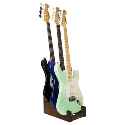STRICH L-3EW Wooden Floor-Mounted Guitar Stand, 3-Guitar Capacity, Front Display, Space-Saving, Multi-Guitar Stand for Home, Studio, and Stage Use,