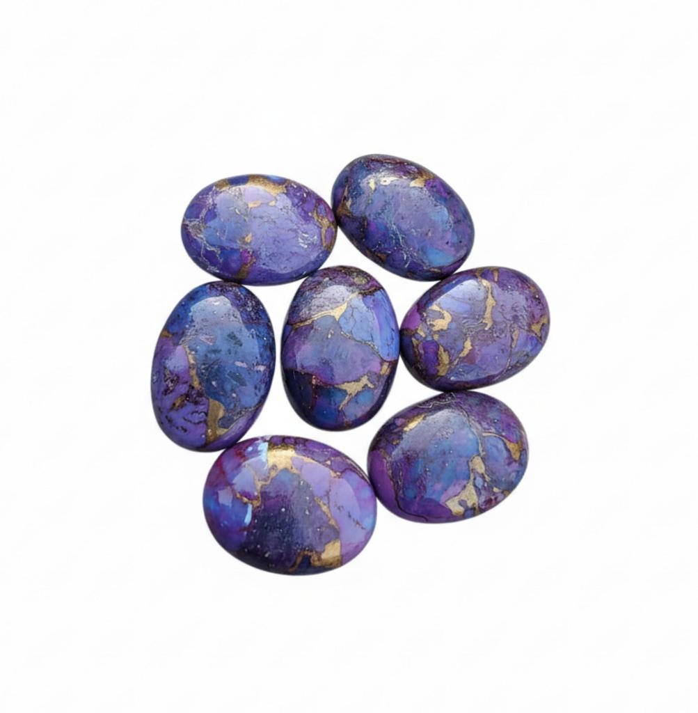 Purple Copper Turquoise Gemstones - Oval Flat Back Cabochons for Jewelry Making