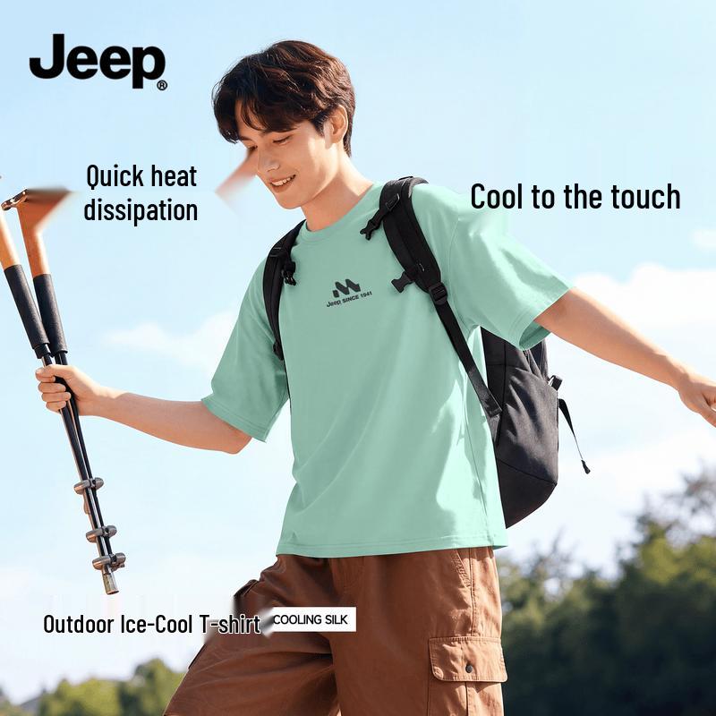 JEEP Men s Ice Silk Casual Round-Neck T-Shirt M