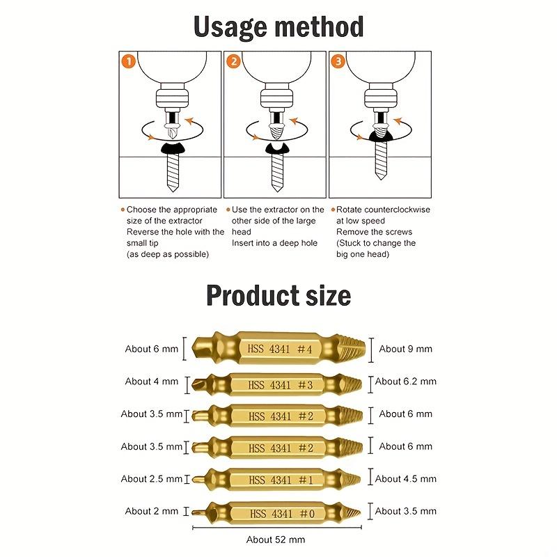 Set de extractoare de șuruburi deteriorate, kit de extracție de șuruburi dezlipite pentru filet de glisare, extractor de șuruburi rupte, dispozitiv de îndepărtare a șuruburilor