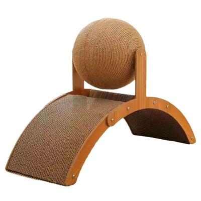 Durable Sisal Cats Scratching Post With Rotating Wheel Design And Natural Wood Structure For Furniture Protections