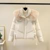 Neuer Winterstil Modische lockere dicke Baumwolljacke Modische große Wollkragen Daunenbaumwolljacke Kleine schlanke Damen-Baumwolljacke