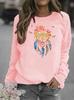 Women's Long Sleeve Round Neck Wind Chime Print Sweatshirt