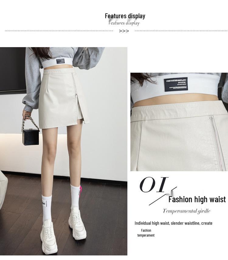 Dámská midi sukně s vysokým pasem z PU kůže s rozparkem - Móda podzim/zima 2023, A-line bodycon design