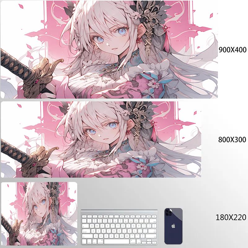 

Large Gaming Mousepad Cute Anime Girls Locking Edge Keyboard Mouse Pad Gamer Non-Slip Computer Mouse Mat Kawaii Deskmat Carpet 600x300x3mm
