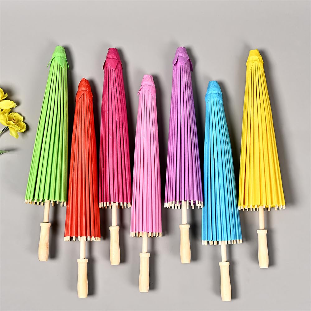 SITEDAN Japanese-style Parasol, Plain, Set of 6, Children's Parasol, Dance Umbrella, Decorative Umbrella, Photography Umbrella, Paper Umbrella, Long U