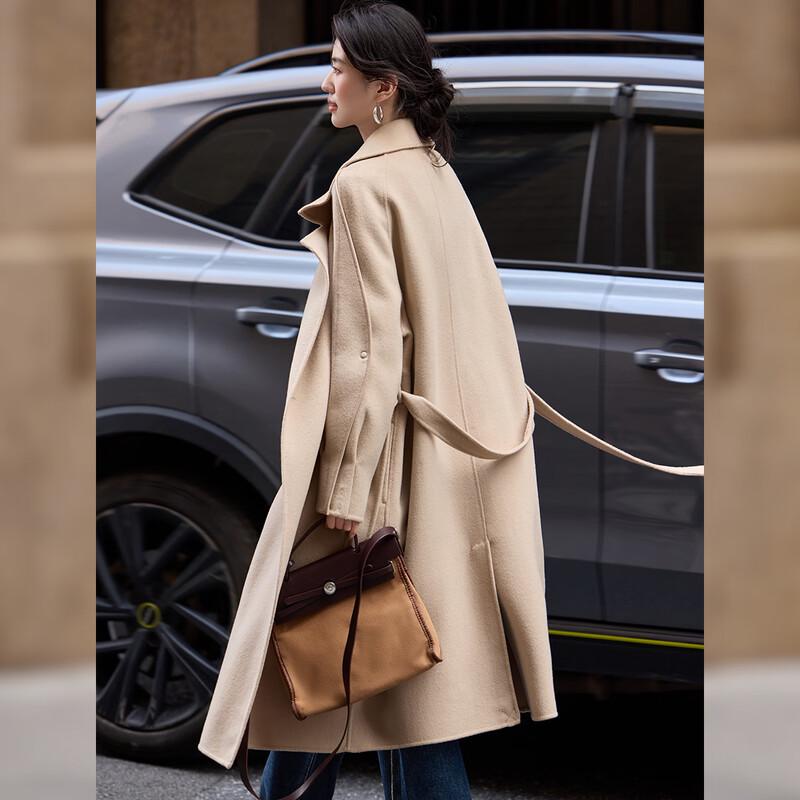 Bailuyu Women's Full Wool Suit Collar Double-Sided Overcoat