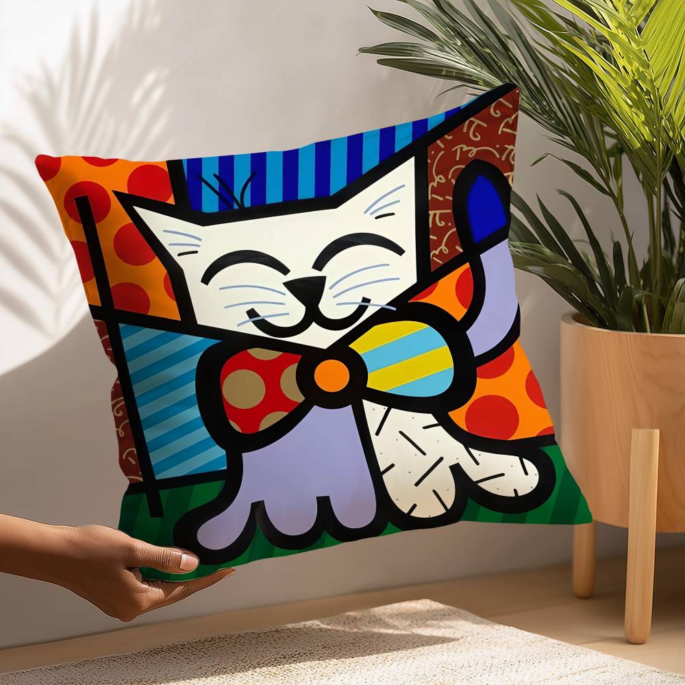 B-Britto Art Design Pillow Case Plush Fabric Soft  Pillowcase Double Sided Print Cushion Cover Household Gifts