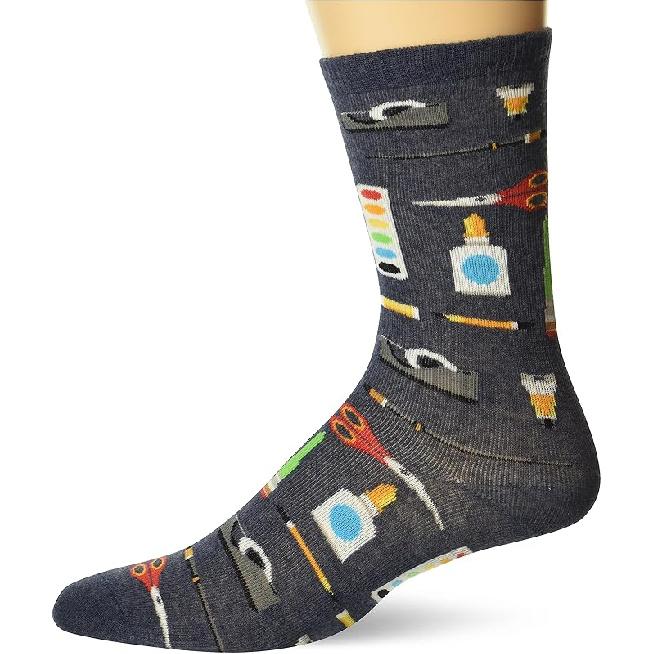 Hot Sox unisex-child Crew Socks Large синий