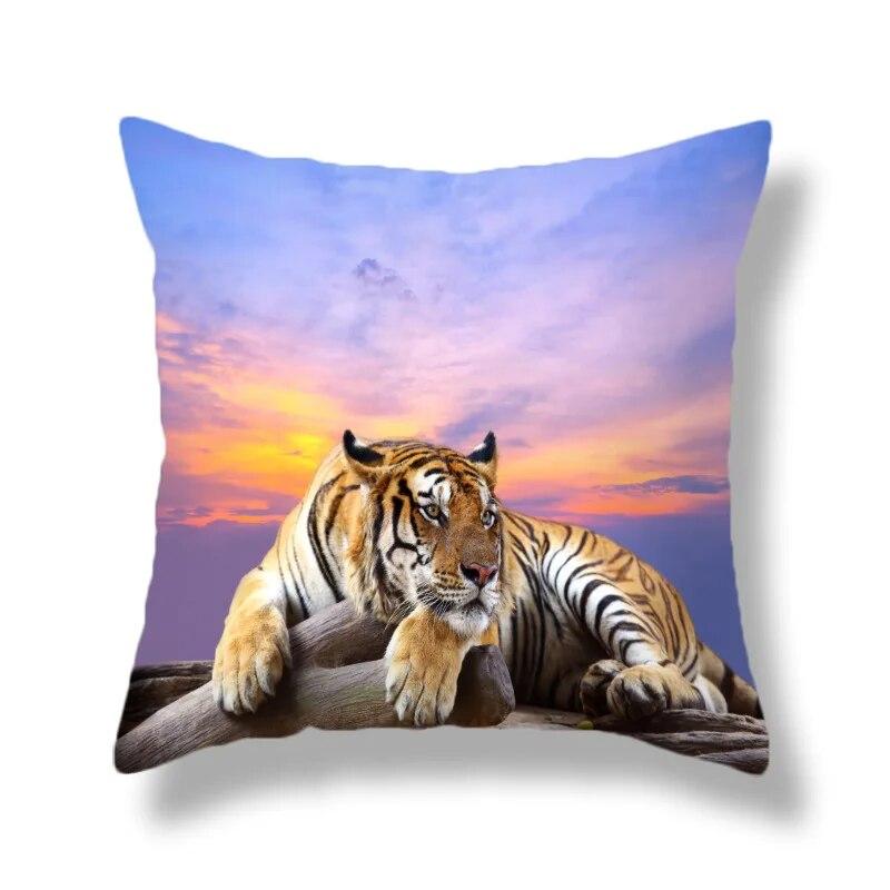 Heimdekoration Tierwelt Tiger Kissenbezug Bett Wohnzimmer Sofa Bürositz Auto Lendenkissen Bezug