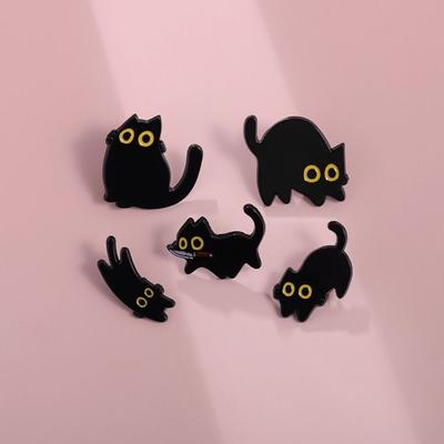 Cartoon Black Cat Brooch Decorate Black Cat Metal Badge Black Cat Enamel Pin  Clothing Accessories