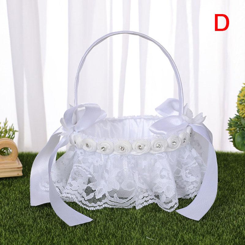 6 Estilo Blanco Romántico Lazo Yute Ceremonia de Boda Fiesta Cesta de Flores de Rosa