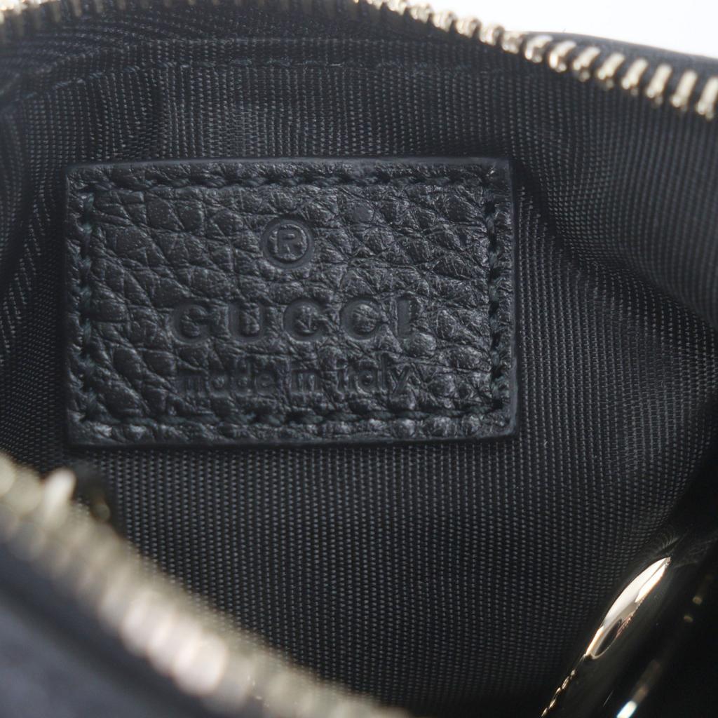 Excellent GUCCI Coin case Current GG emblem key pouch black leather mens 815891 Used