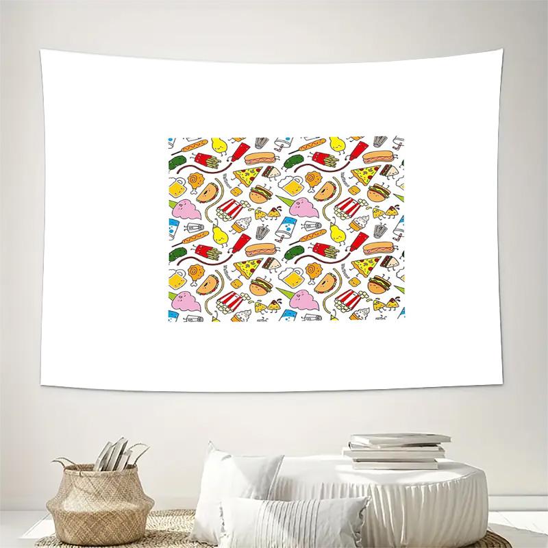 Wandbehang Hamburger Foodie Ästhetik Raumdekoration Fast Food Wandteppich Vintage Küchenhintergrund Schlafsaal Dekor Trendiger Grafischer Wandteppich