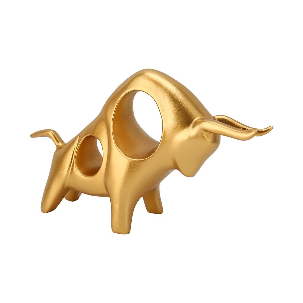 Exquisite Abstract Bull Sculpture Resin Golden Fighting Bull Sculpture Ox Statue Ornament