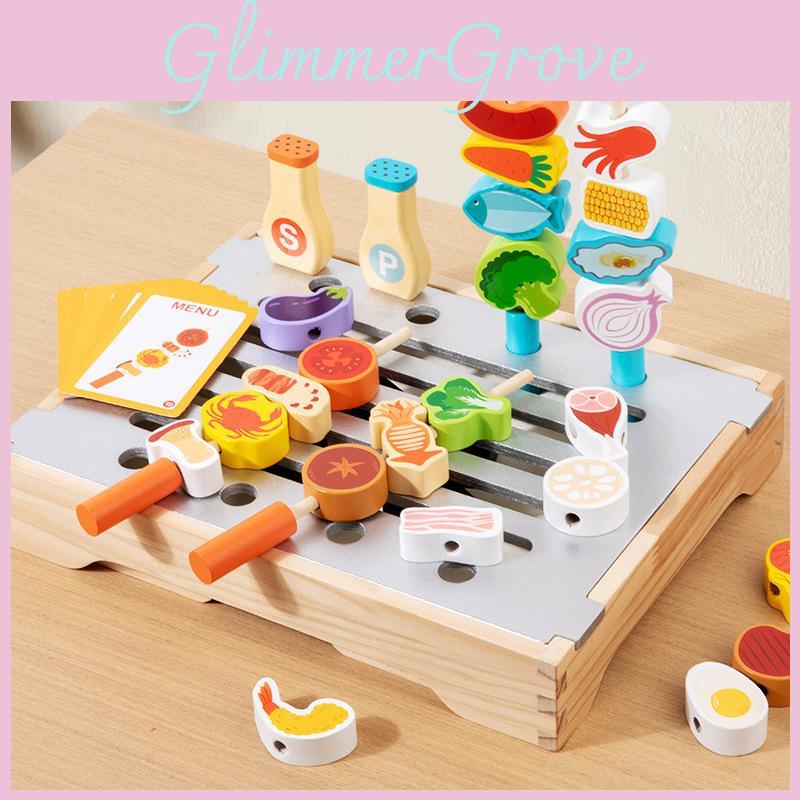 Wooden Simulation Barbecue Rack Cooking Family Interactive Children Toy Set For Parent Child Interaction And Imagination Development