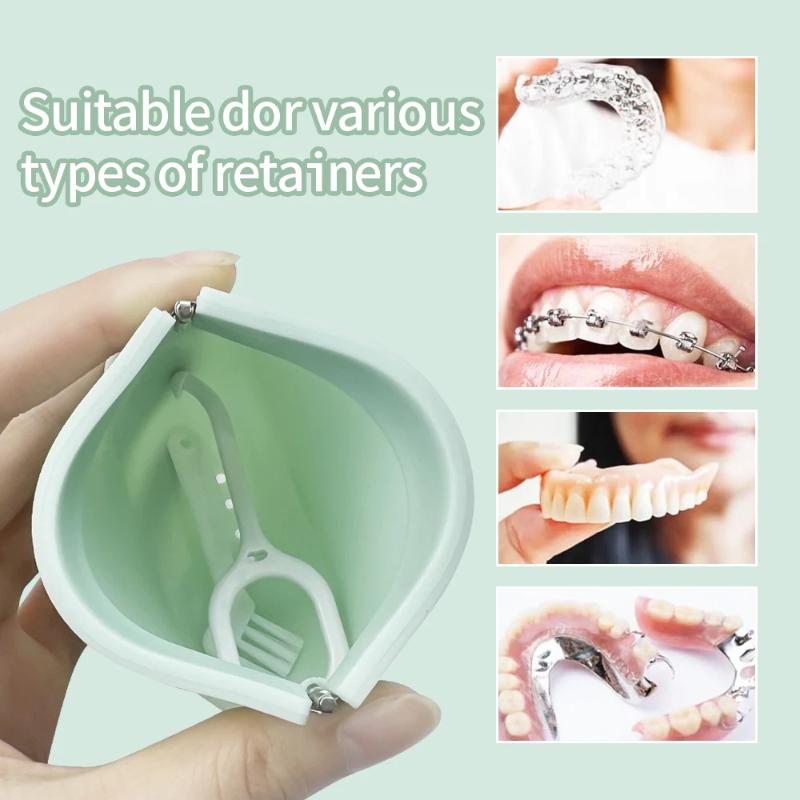 Cute Aligner Case Silicone Retainer Case Denture Case Travel Braces Mouth Guard Container Holder Oral Hygiene Sealed Braces Box