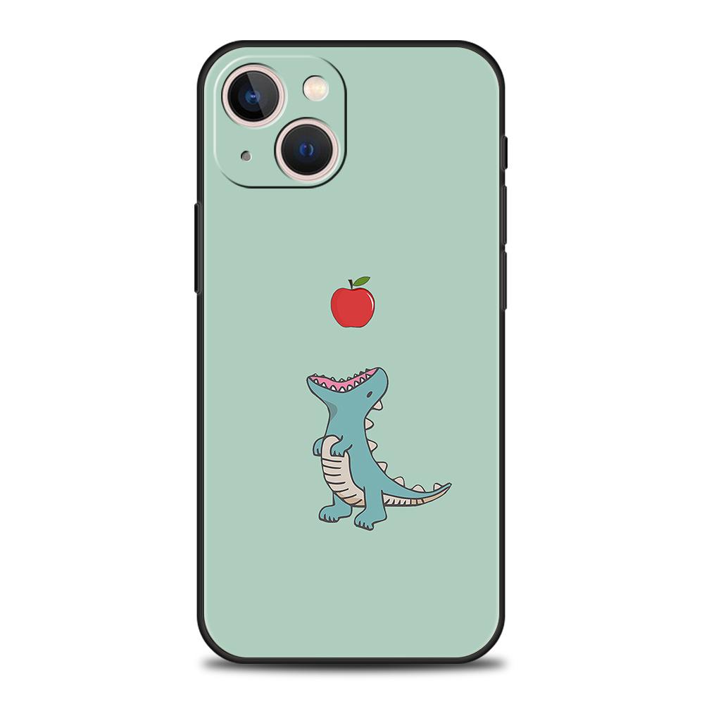 Cute Dinosaur Bear Couple Luxury Phone Case For iPhone 11 12 13 14 15 16 Pro Max Mini X XR XS 7 8 Plus SE Cover Black Funda
