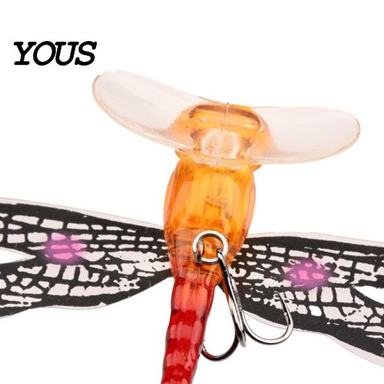 Bionic Dragonfly Lures 5Pcs 7.5cm/6.2g Fishing Lure with Hooks, Topwater Floating Hooks Bait, Realistic Insect for Bass Trout Set