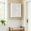 Bathroom Wall Cabinet, Hanging Storage Unit, 2 Louvered Doors, Adjustable Shelf, White