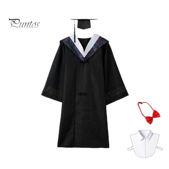 Academic Dress for Ceremonies Unisex Matte Graduation Cap Gown Set with Fake Shirt Collar And Doctoral Attire Neck Tie Professional Formal Bachelor's